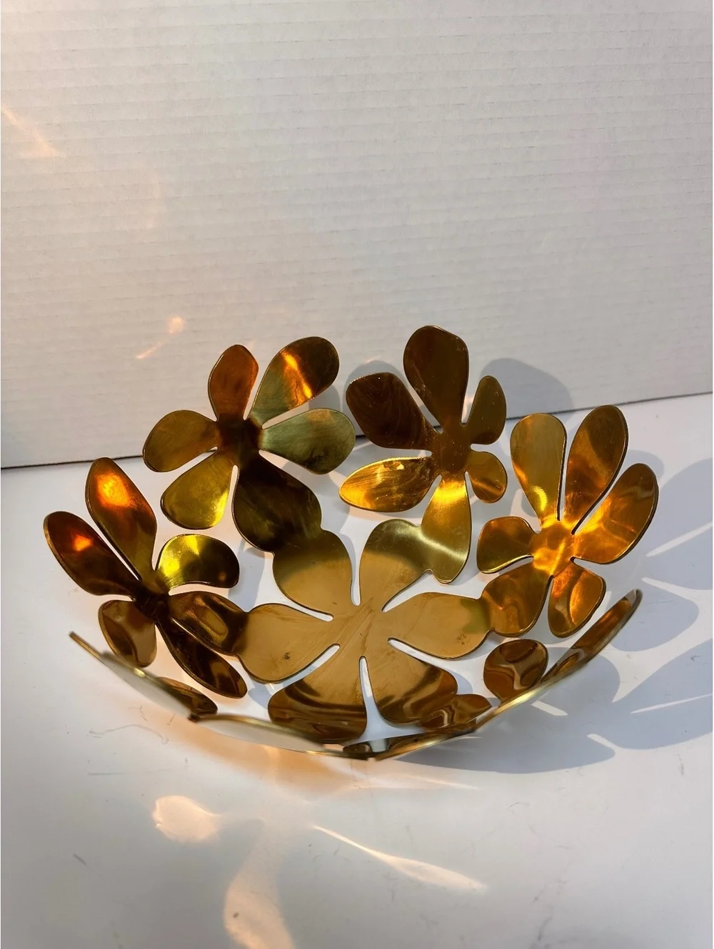 Vintage IKEA Stockholm Gold-Toned Brass Floral Decorative Bowl
